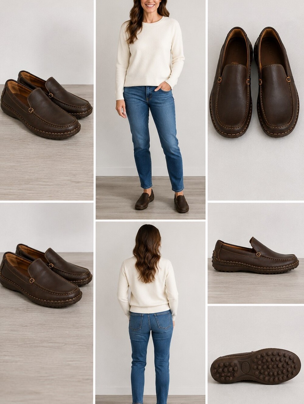 Born Sebra II Leather Loafers in Chestnut Brown Leather Slip On 8.5 New